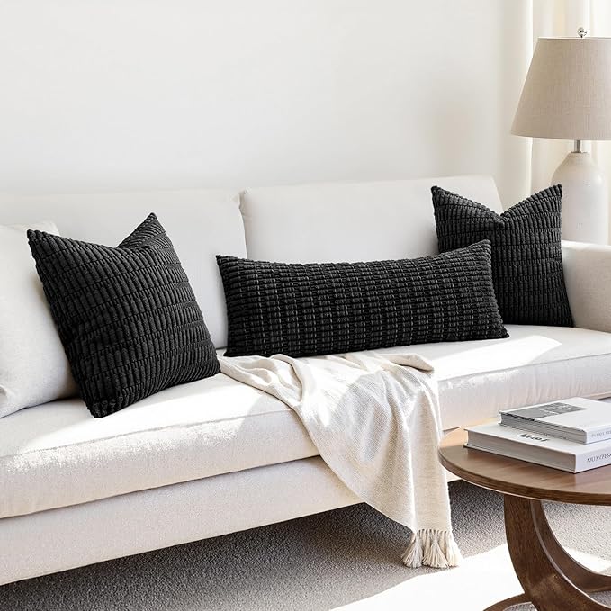 MIULEE Pack of 1 Black Long Body Lumbar Decorative Throw Pillow Cover 14x36 Inch - Image 4