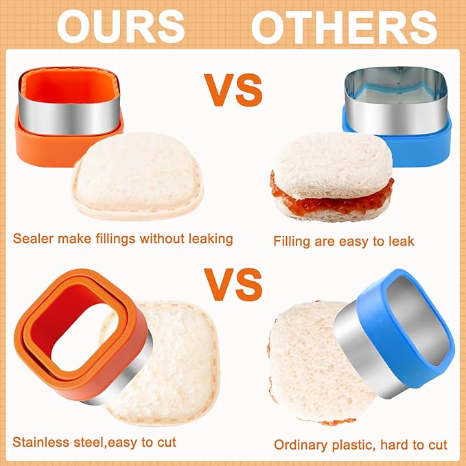 Sandwich Cutter for Kids Lunch 48 Pcs, Nifogo Sandwich Maker, Cookie Cutters - Image 4