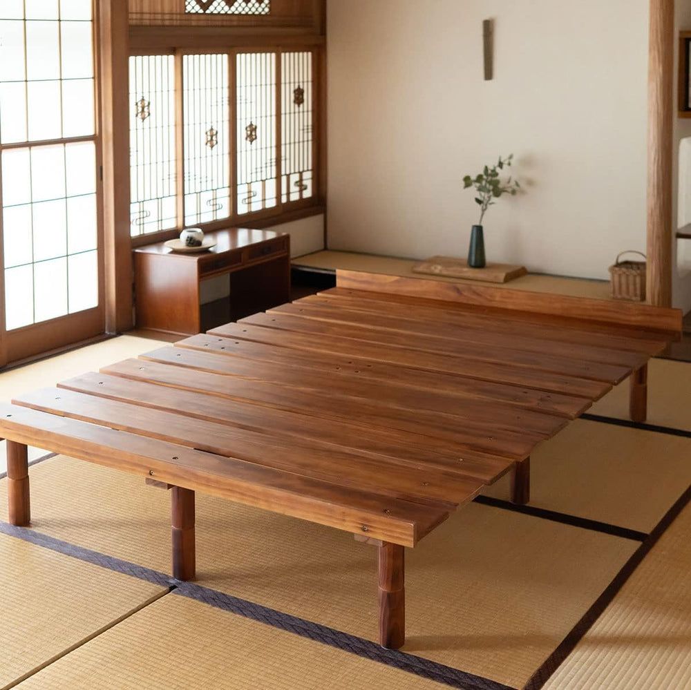 EMOOR Wood Slatted Floor Bed Frame OSMOS Full for Japanese Futon Mattress Sol...
