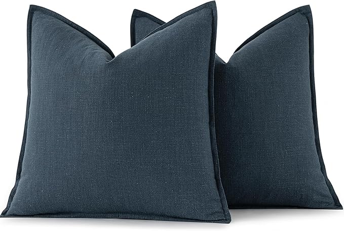 MIULEE Decorative Linen Pillow Covers 20x20 Inch Navy Blue ​Boho Farmhouse​ - Image 6