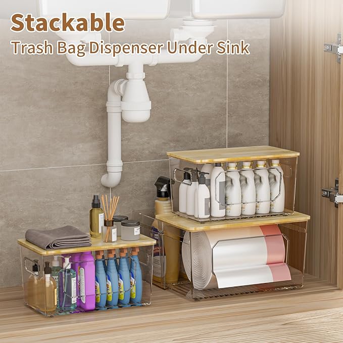 Trash Bag Holder 2-in-1 Under Sink Organizer, Acrylic Trash Bag Dispenser - Image 6