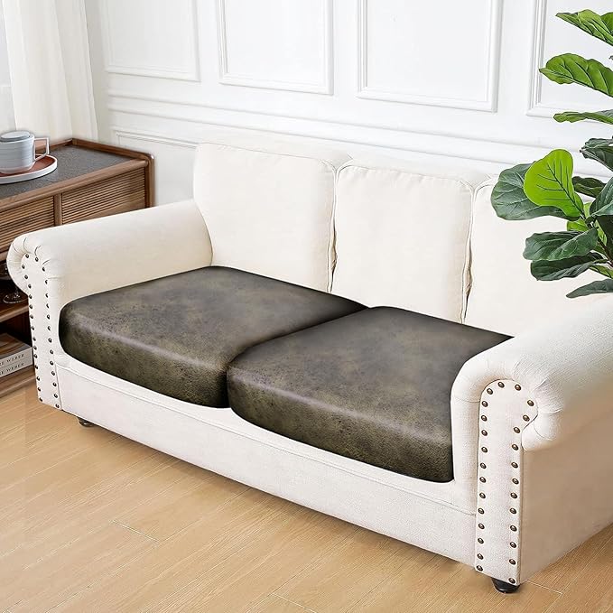 Leather Look Couch Cushion Covers Sofa Seat Slipcovers Sets Couches Furniture - Image 7