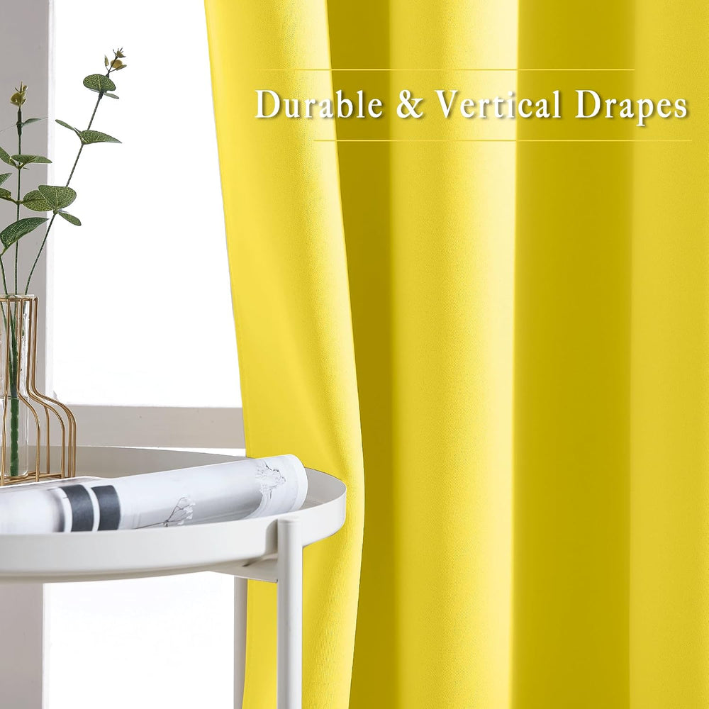 NICETOWN Bright Yellow Blackout Curtains for Bedroom, 2 Panels, W52xL84