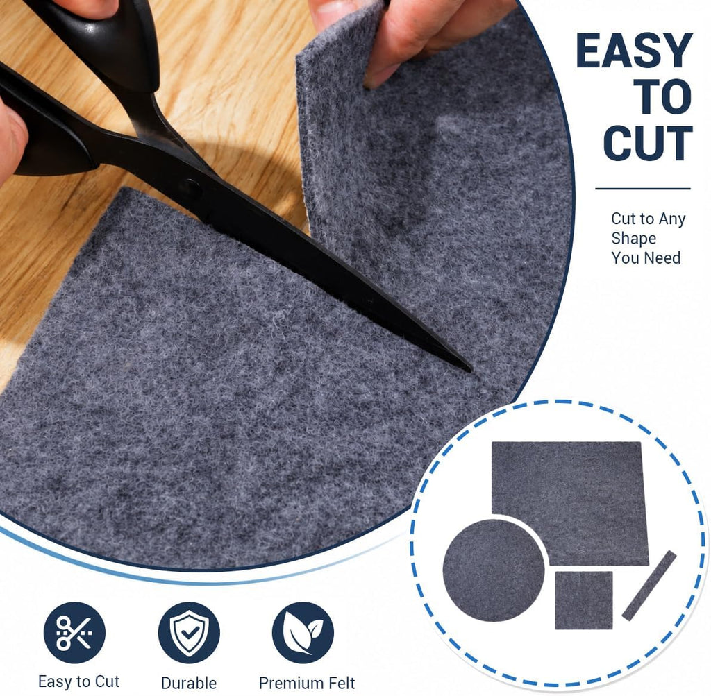 Non Slip Rug Pad 8x10 Ft, 1/8 Inch Thin Felt & Rubber Backing, Non Skid Rug Gripper for Hardwood Floors, Anti-Slip Carpet Pad for Area Rugs, Floor Protection, Moisture Resistant & Easy Trim