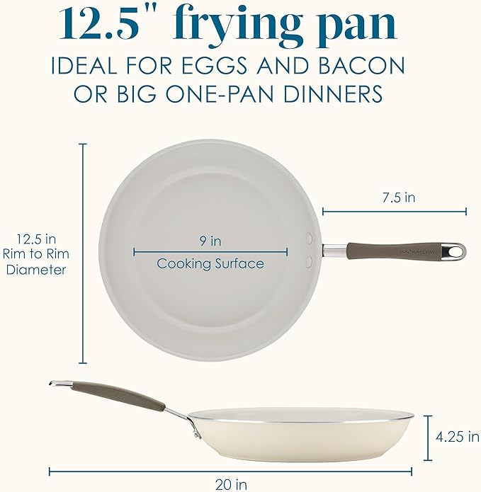 Rachael Ray Cucina Ceramic Nonstick Frying Pan/Skillet, 12.5 Inch Non Stick - Image 2