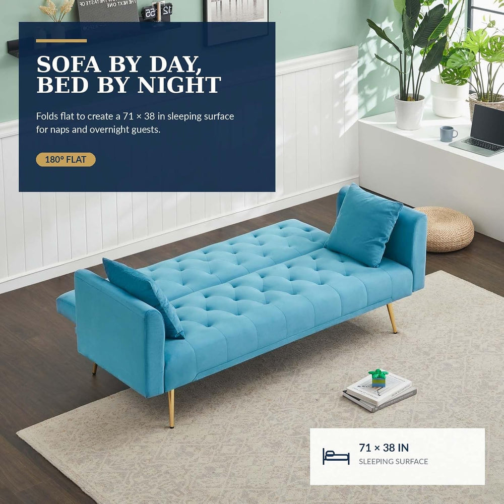 Majnesvon 71" Convertible Folding Sleeper Sofa Couch,Modern Velvet Loves...