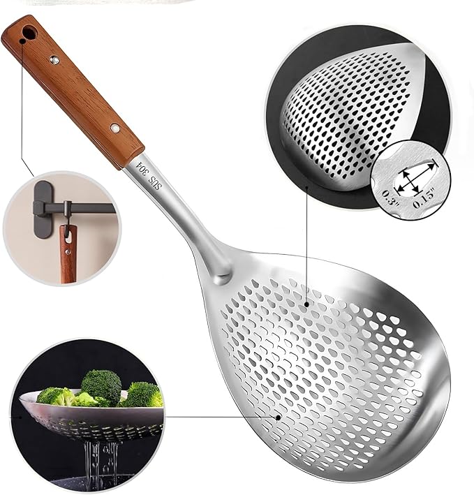 Stainless Steel Colander Strainer Pasta Food Noodle Grease Drain Fine Mesh - Image 3