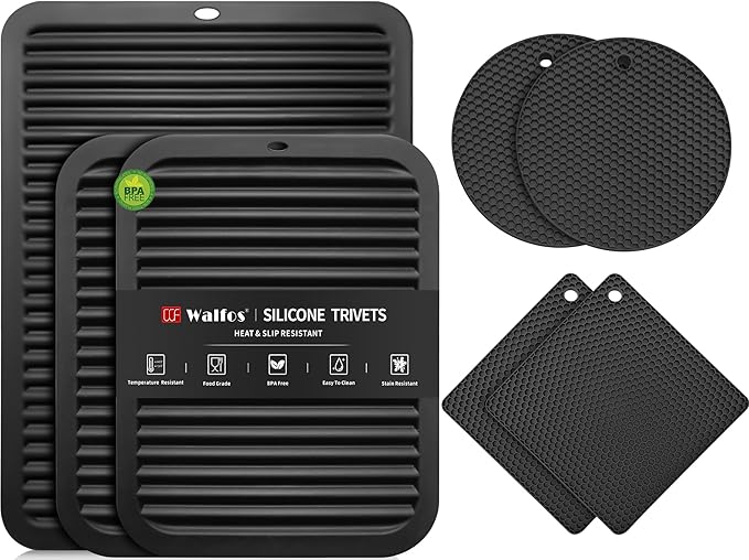 Walfos XXL Silicone Trivet 16" and Large 12" and Round & Square 7", Trivets by Walfos
