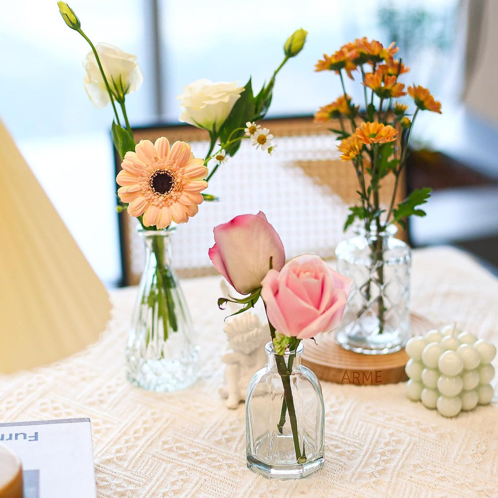 Arme Glass Bud vases in Bulk，Small Glass Flower Vase for Centerpieces 60Pcs