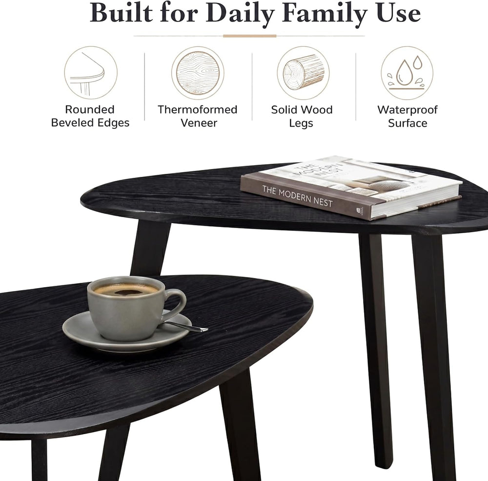Nesting Coffee Table Set of 2-Mid Century Modern Coffee Table