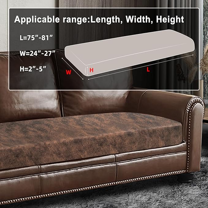Leather Look Couch Cushion Covers Sofa Seat Slipcovers Sets Couches Furniture - Image 3