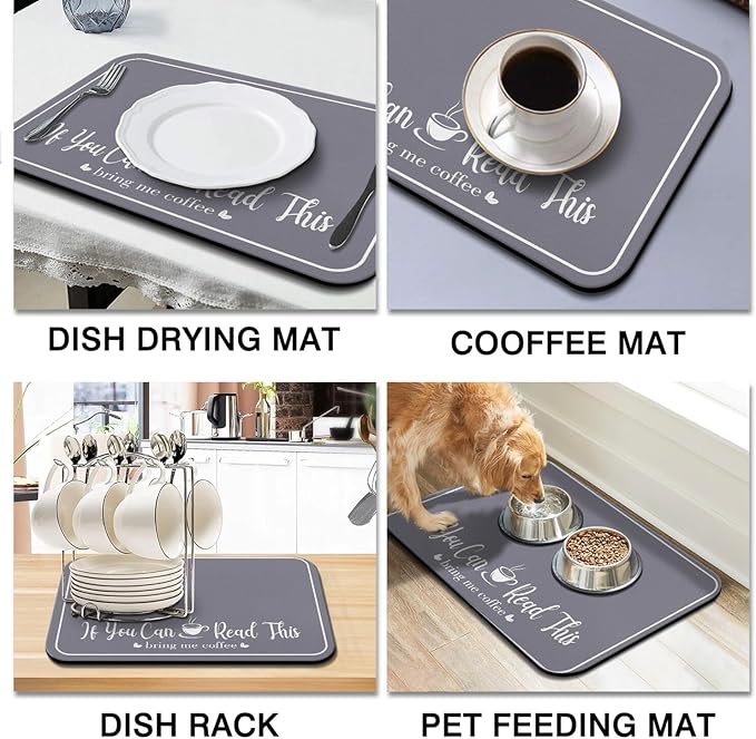 Coffee Bar Mat for Countertops 23inx15in, Absorbent Hide Stain Anti-Slip Cafe - Image 8