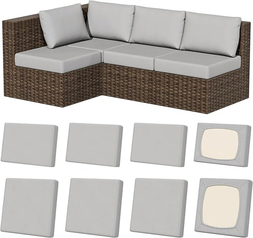 8Pcs Stretch Patio Cushion Covers, Outdoor Couch & Sofa Replacement Slipcovers by VORSHAPE