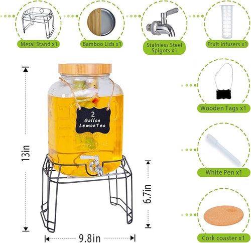 2 Gallon Glass Drink Dispenser - Image 2