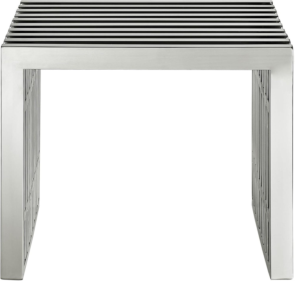 Modway Gridiron Contemporary Modern Small Stainless Steel Bench, 19.5"