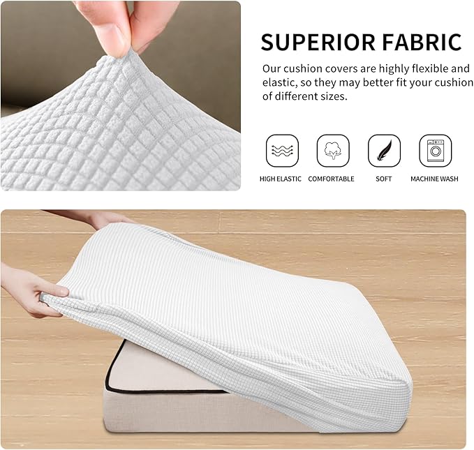 Easy-Going Stretch 4 Pieces Couch Cushion Covers - Image 4