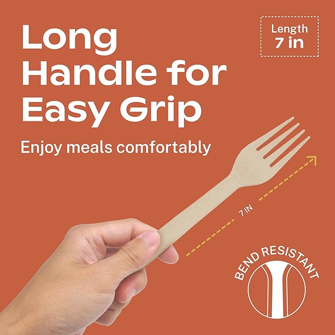 CORAL Light Brown 100% Compostable Silverware Set 340 Pieces