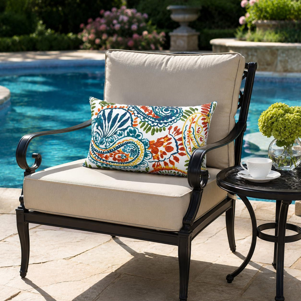 Outdoor Patio Lumbar Pillows Pack of 2, 12"x20" Fade Resistant Outd...