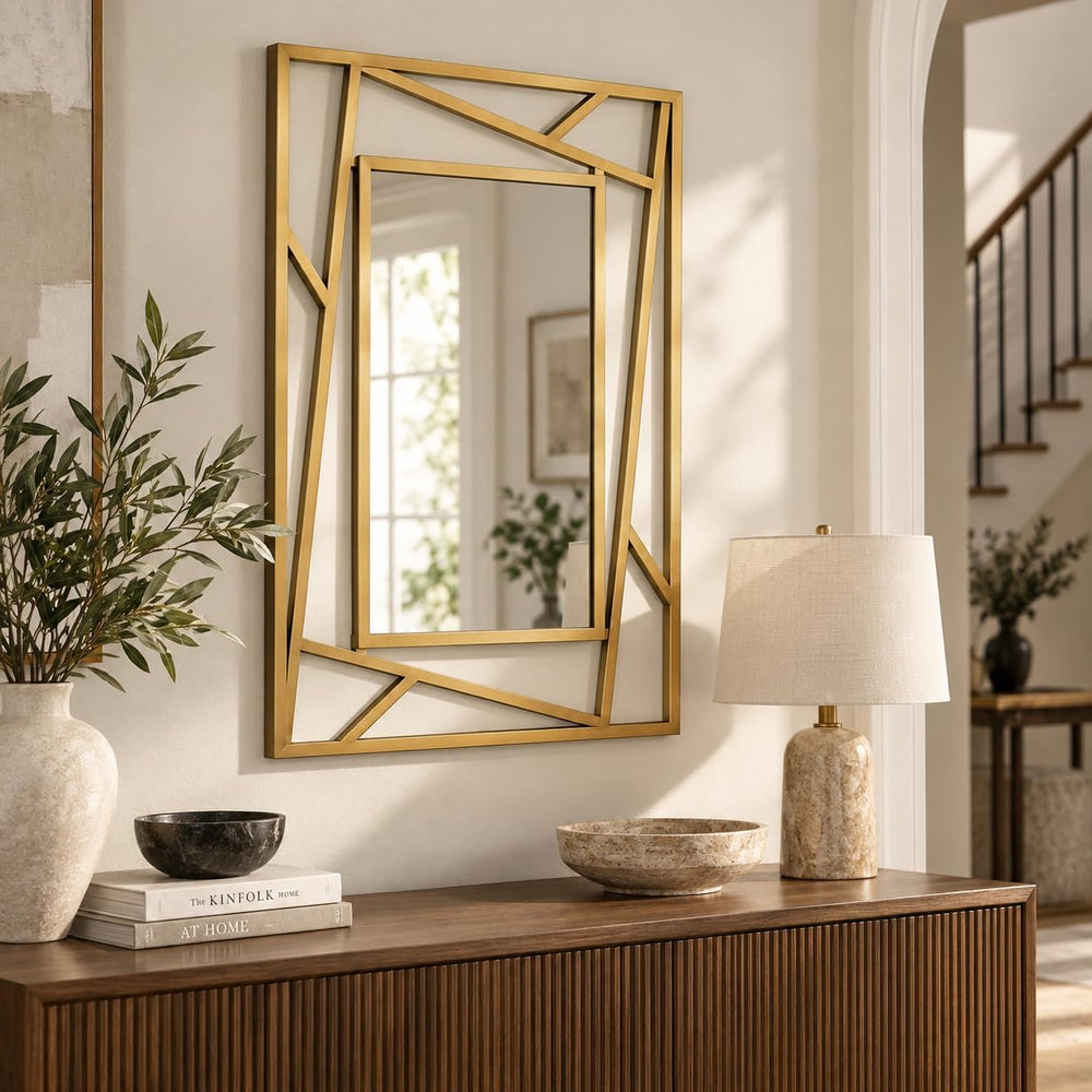 Brushed Gold Bathroom Mirror, 19.7''X27.6'' Rectangular Wall ...