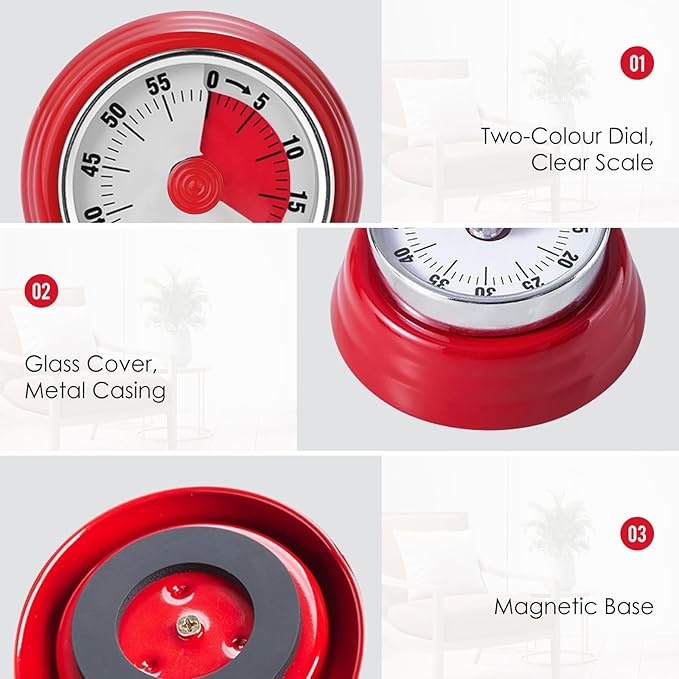 Visual Timer, Teeloray 60-Minute Countdown Timer, Kitchen Timer - Image 5