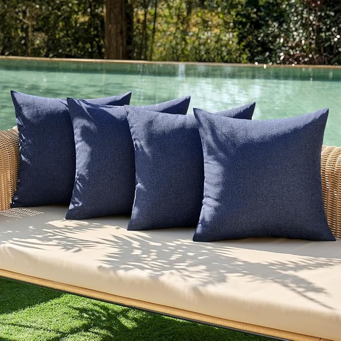 MIULEE Pack of 4 Decorative Outdoor Throw Pillow Covers Linen Waterproof Pillow by MIULEE