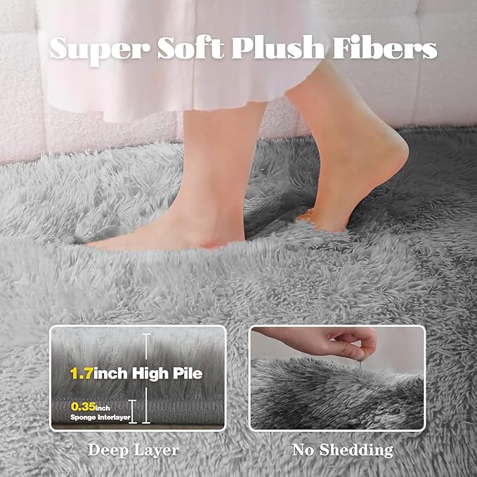 2x6 Runner Rug for Bedroom: Fluffy Shag Soft Washable Rugs Small Fuzzy Plush - Image 3