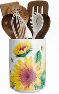 Sunddo Sunflower Utensil Holder, 6.7" Large Utensil Crock, Ceramic Cooking by Sunddo