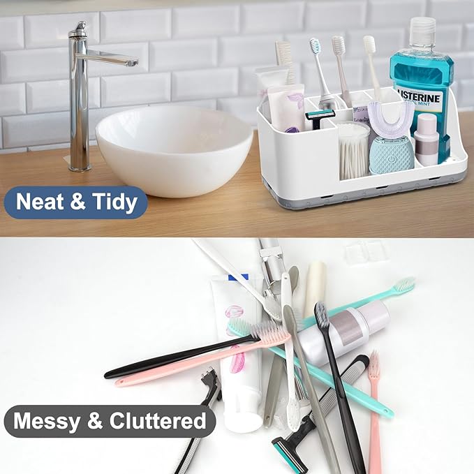 QIYVLOS Bathroom Organizers and Storage, 8 Slots Detachable Toothbrush Holders - Image 5