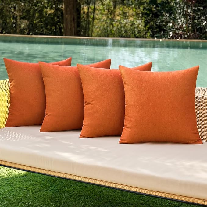MIULEE Pack of 4 Decorative Throw Pillow Covers Outdoor Linen Waterproof Pillow by MIULEE
