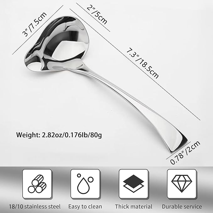 Comicfs Sauce Ladle, 18/10 Stainless Steel Gravy Ladle - Image 3