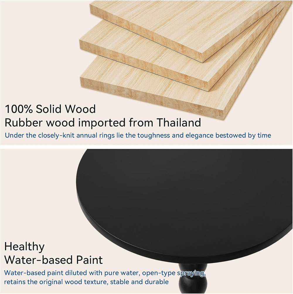 Aibiju Round Side Table, Solid Wood Drink Table, Modern Minimalist Bedside Ta...