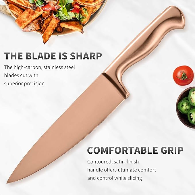 15-Piece Rose Gold Knife Block Set
