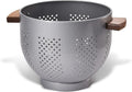 Metal Colander with Wood Handle and Stable Base, Powder Coated Steel Kitchen by Unknown