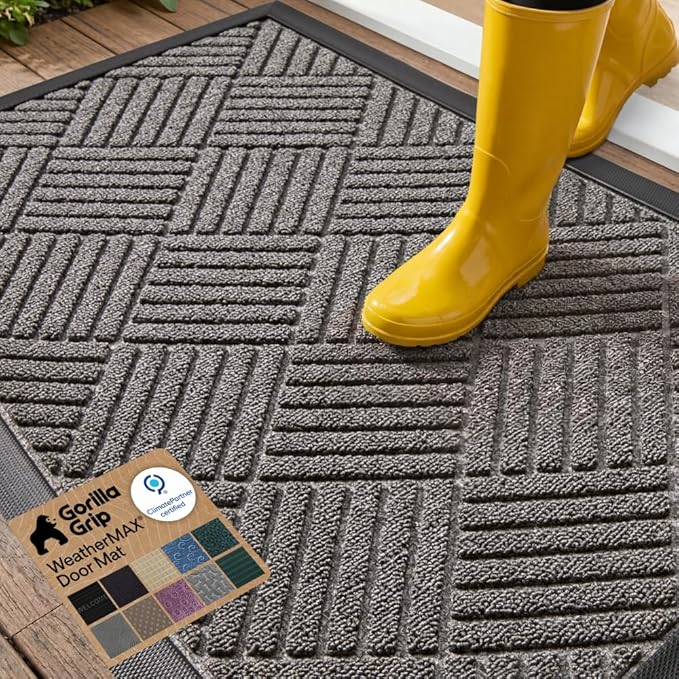 GORILLA GRIP 100% Waterproof All-Season WeatherMAX Doormat US Designed Natural by GorillaGrip