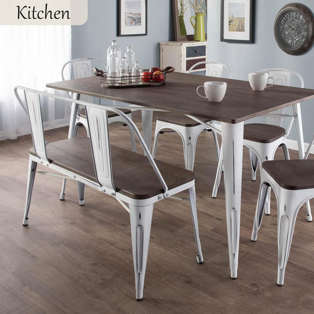 YOLENY Dining Bench, Entryway Bench with Back, Farmhouse Metal Dining Bench, ...