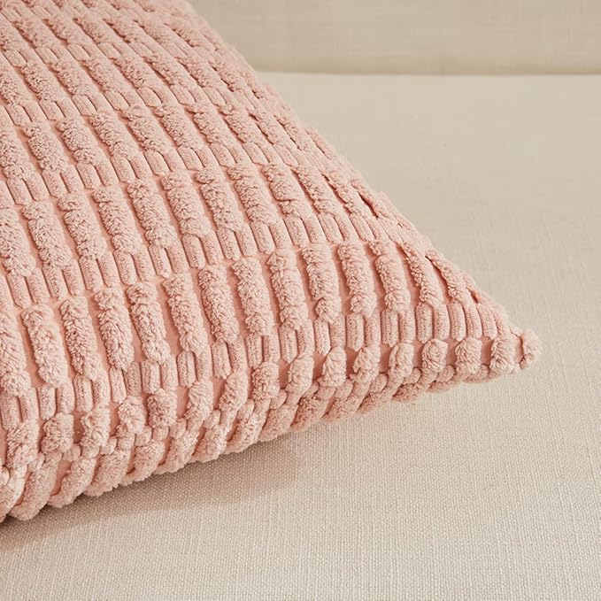 Fancy Homi 4 Packs Boho Pink Decorative Throw Pillow Covers 16x16 Inch - Image 4