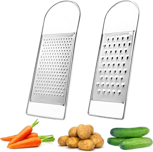 2 Pack Cheese Grater Handheld, Flat Coarse Stainless Steel Food Graters by SCORYULE