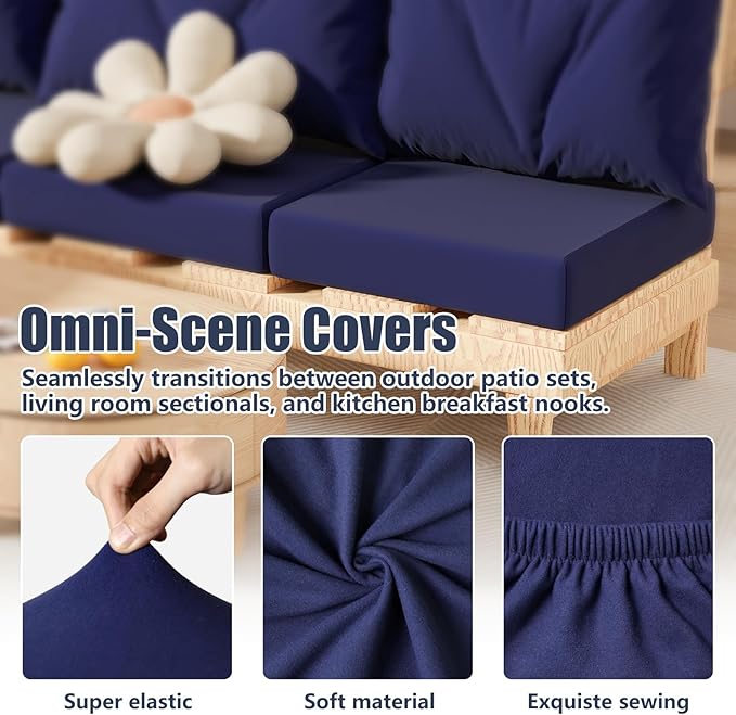 8Pcs Stretch Patio Cushion Covers, Outdoor Couch & Sofa Replacement Slipcovers - Image 4