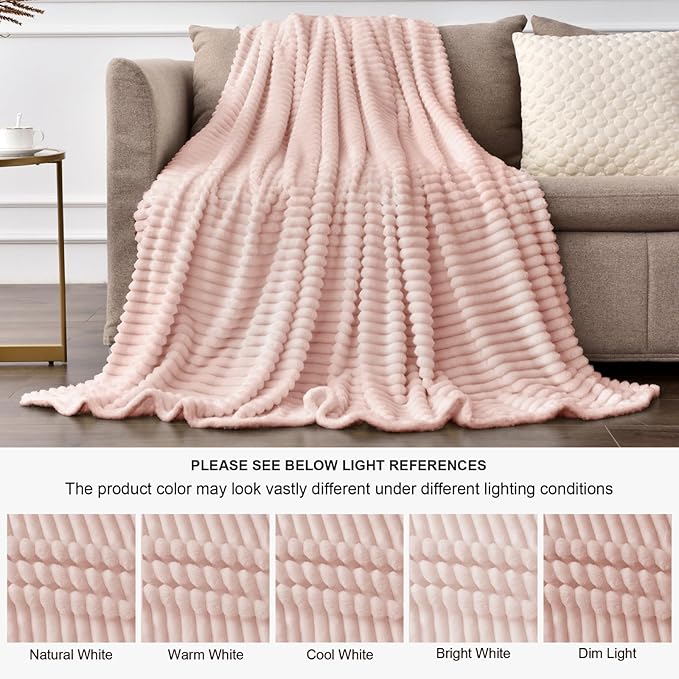 BEDELITE Fleece Blanket Twin Size – 3D Ribbed Jacquard Soft and Warm Decorative - Image 6