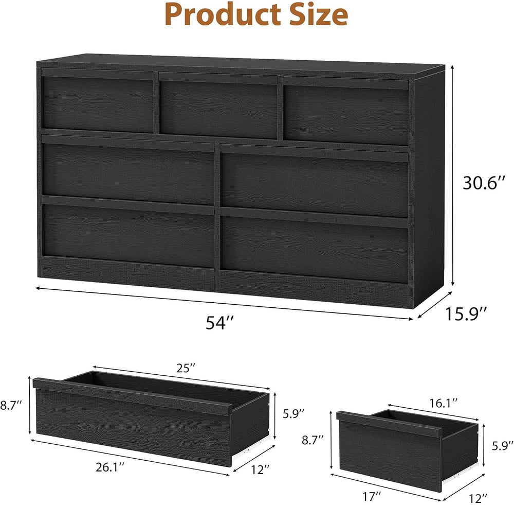 Garvee 7 Dresser for Bedroom, 54" Wide Dresser, Freestanding Horizontal ...