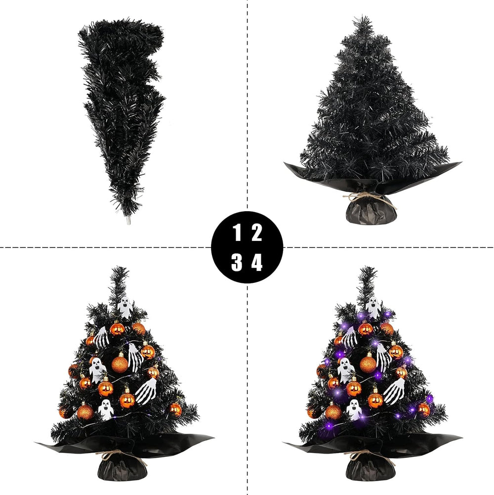 20" Mini Halloween Tree Black Tree Artificial Mini Halloween Tree with P...