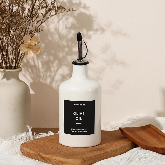 HOMCDALY Ceramic Olive Oil Dispenser Bottle, 16oz Oil Dispenser Bottle - Image 7