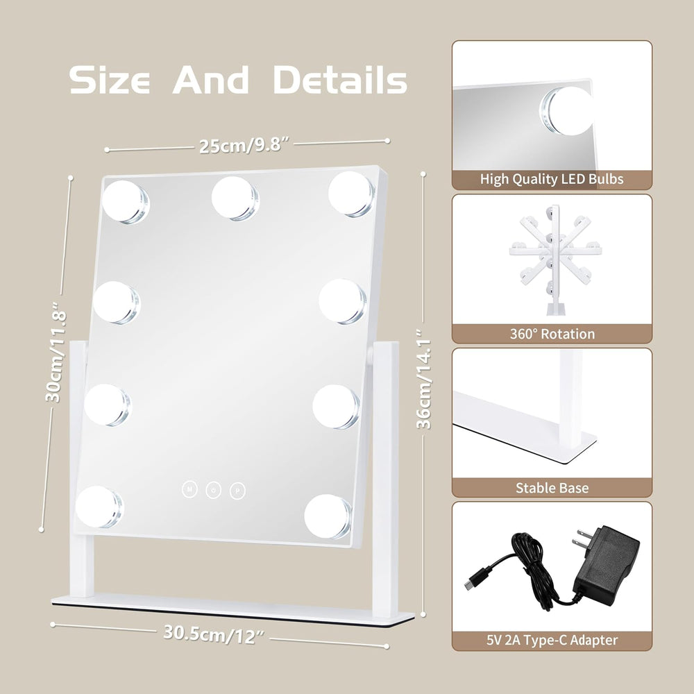 Vanity Mirror with Lights, Makeup Mirror with Lights,3 Color Lighting Modes D...