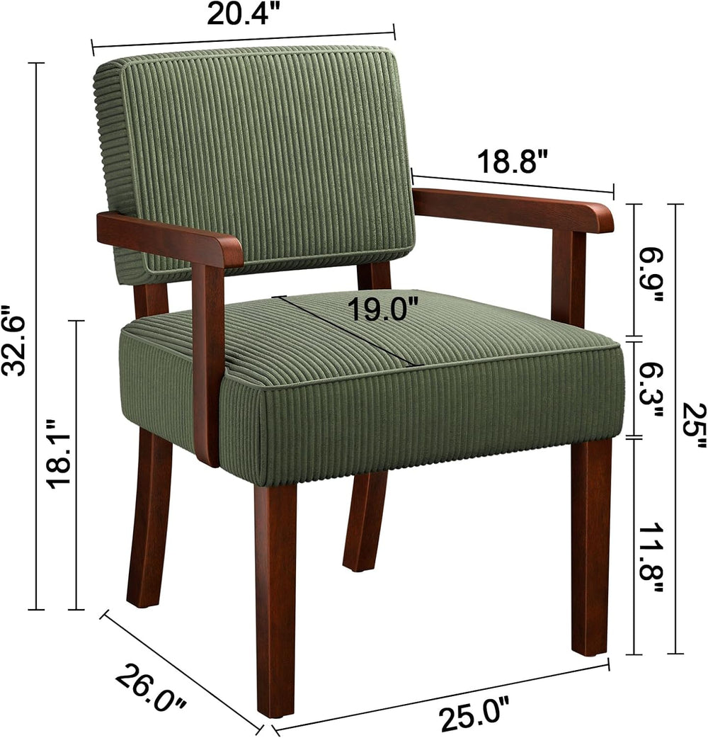 FAGAGA Corduroy Accent Chair, Armchair with Solid Wood Frame and Legs