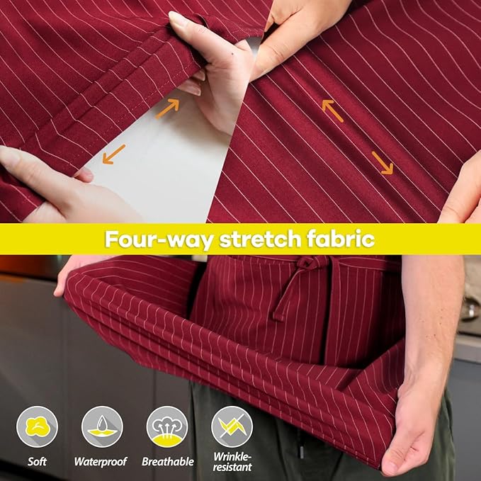 ROTANET Stripe Stretch Apron for Men Women Chef Big and Tall Large Striped - Image 4