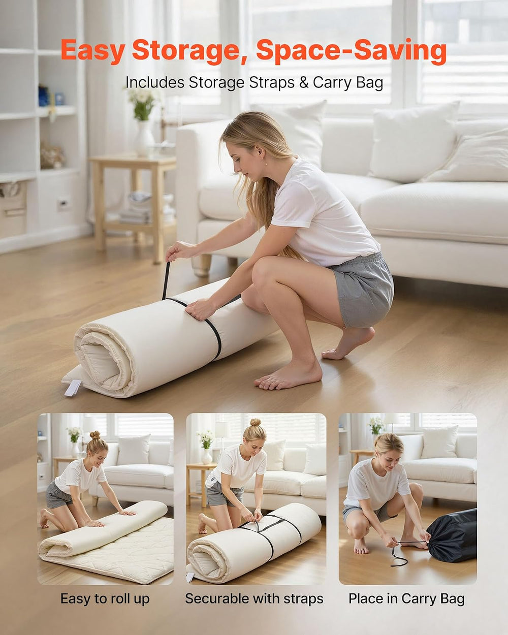 VEVOR Japanese Floor Mattress, Futon Mattress, 100% High Density Comfortable ...