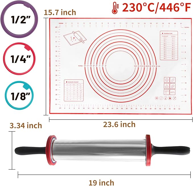 SHIKORI Rolling Pin, Adjustable Rolling Pin - Image 2