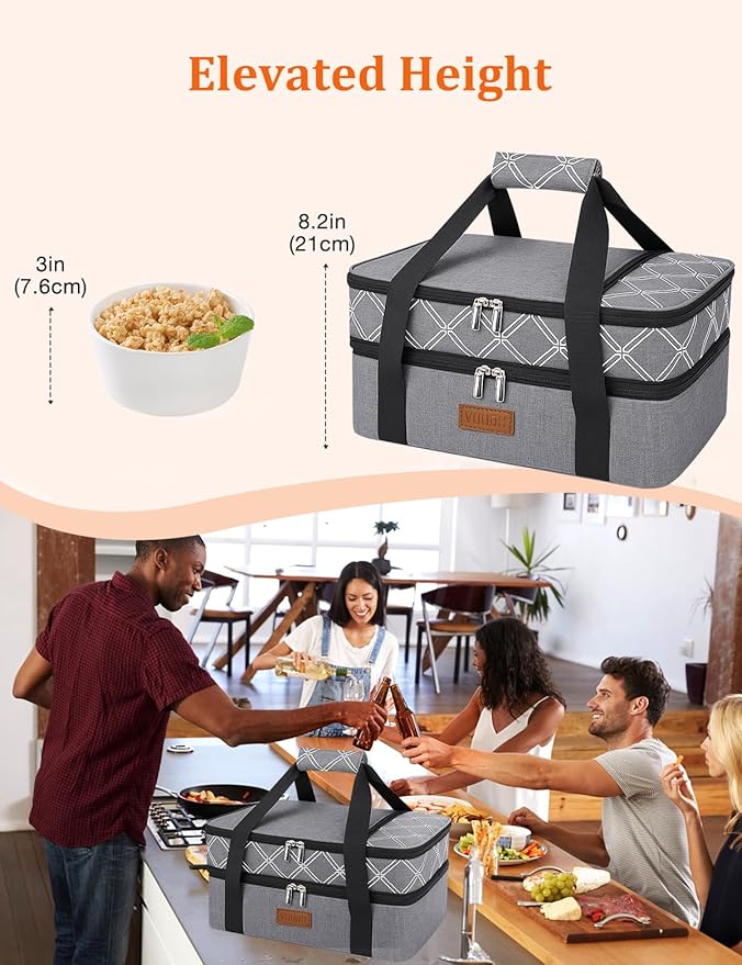 ​Vuudh Expandable Casserole Carrier Bag, Double Deckered Insulated Food Bag - Image 6