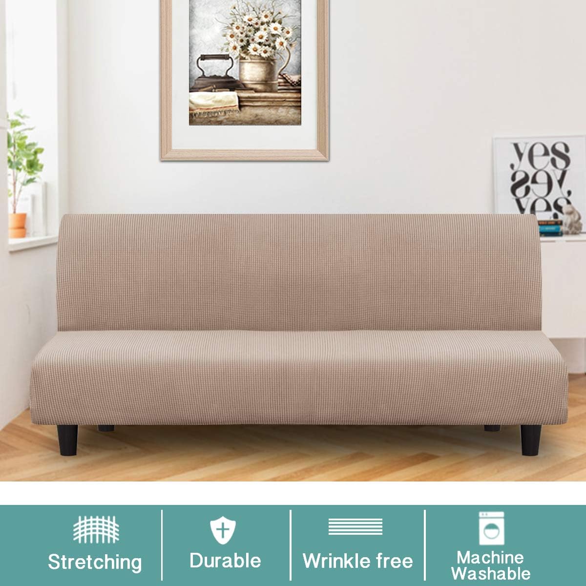 turquoize stretch futon cover armless sofa cover sofa shown in use