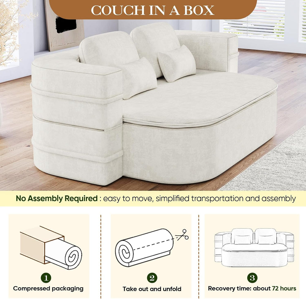 Antetek Convertible Sleeper Sofa, Modern Folding Futon Chenille Floor Foam Co...
